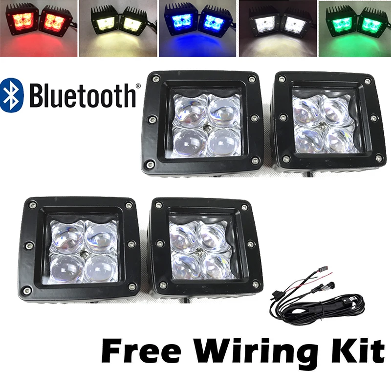 4 накладки 5D 3 дюймов RGB 20 Вт Светодиодный светильник бар приложение Bluetooth