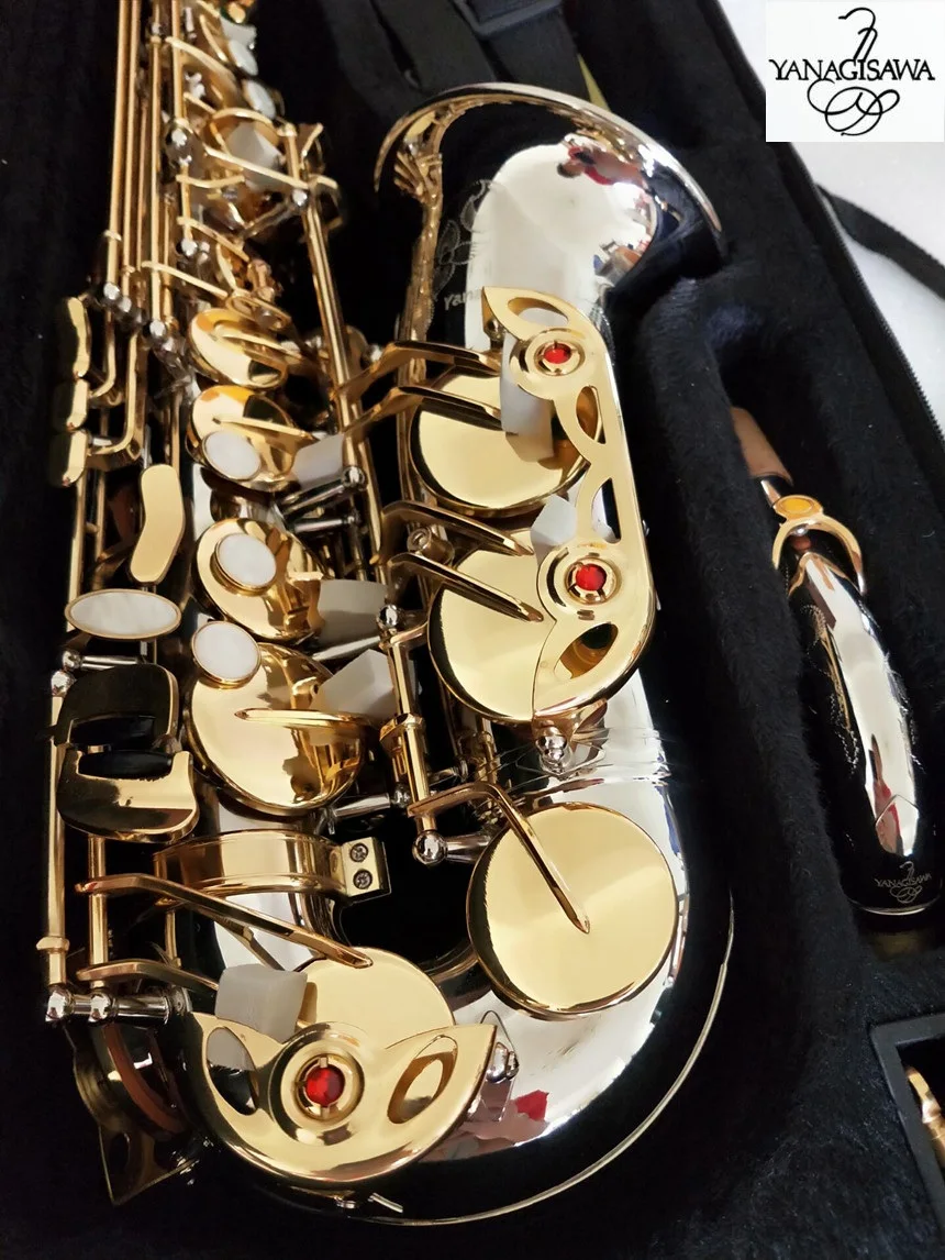 

Brand NEW YANAGISAWA A-WO37 Alto Saxophone Eb Tune Silver plating Gold Key Professional High Quality Sax Mouthpiece With case