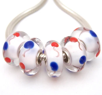 

JGWG2561 5X 100% Authenticity S925 Sterling Silver Beads Murano Glass beads Fit European Charms Bracelet diy jewelry Lampwork