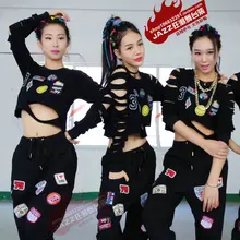 Короткая куртка в стиле хип-хоп, с длинным рукавом, для динамических джазовых танцев, соревнований, свободная тренировочная одежда