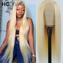 Wig Blonde Remy-Hair Lace-Front Straight Brazilian 13x4 Pre-Plucked Women 613 with 