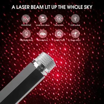 

360 Degree Rotation Car Roof Star Light Laser USB LED Light Starry Galaxy pattern Atmosphere lamp Projector Auto Decoration D-MD