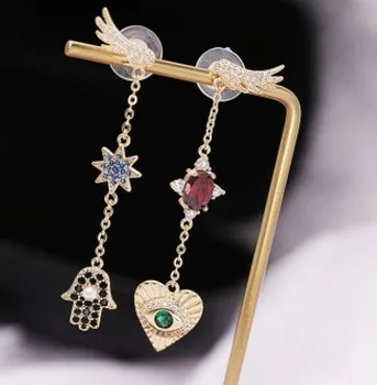 

colorful low price high quality diamond crystal wing lover tassels lady's earings up-market 19.5j