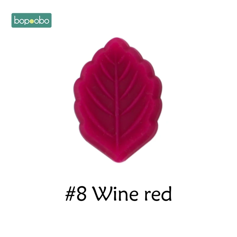 Wine Red Leaf Bopoobo 10 шт силиконовый бисер с перьями Детские Прорезыватели BPA бесплатно жевательные ожерелье кулон пищевого качества Детские Прорезыватели для зубов подарок для кормления - Цвет: Wine Red Leaf