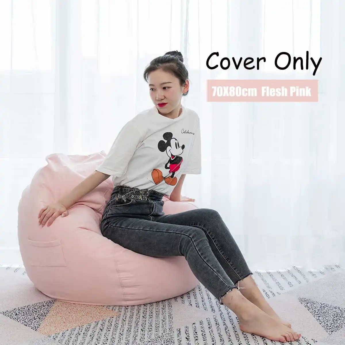 Flesh Pink Nesloth ленивый BeanBag чехлы для диванов+ внутренний вкладыш стулья без наполнителя шезлонг кресло мешок пуф слоеного дивана татами гостиной - Цвет: Flesh Pink