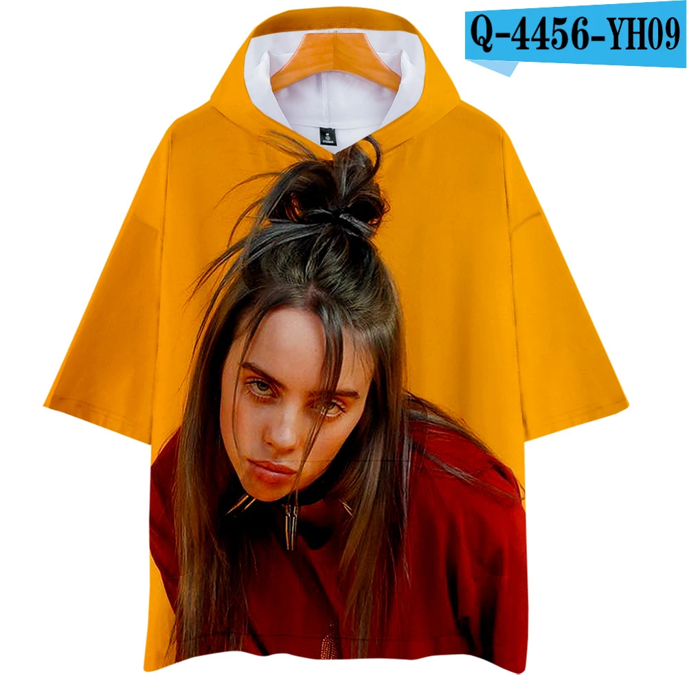 Верхняя одежда в стиле хип-хоп Billie Eilish летние футболки с капюшоном Мужская/Женская весенняя одежда проветриваемые футболки высокого качества топы - Цвет: 3D