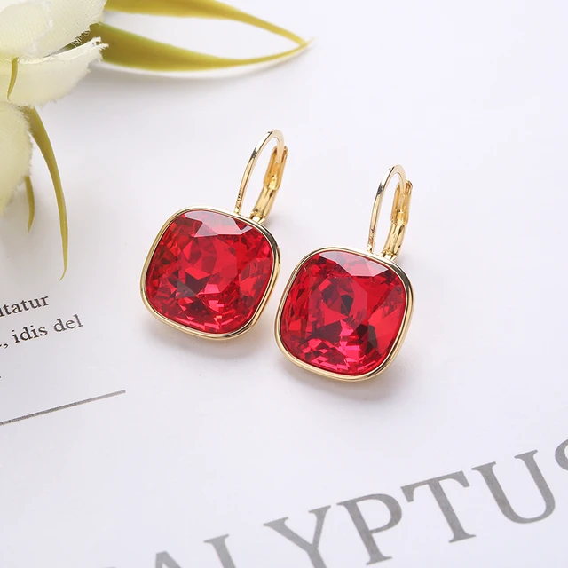 2021 New Design  Square Stones Earrings With French Hook Lever Back For Fashion Girls Wedding Gifts G227