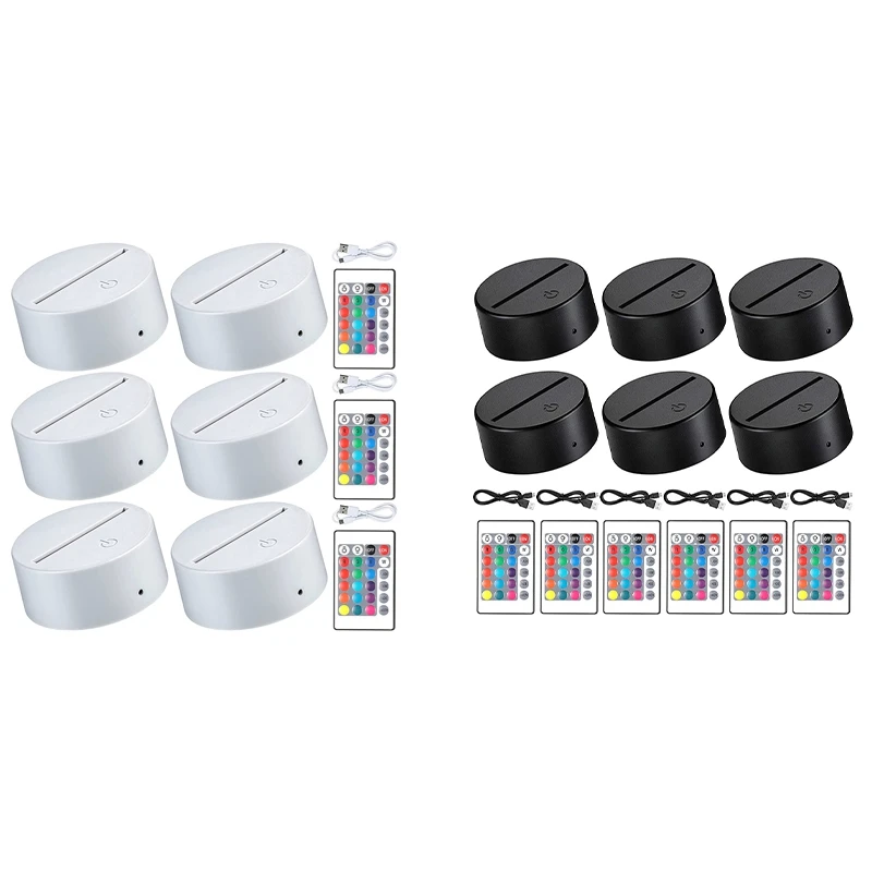 Promotion! 6 Pieces 3D Night LED Light Lamp Base 16 Colors Decorative for Acrylic and Resin Glass | Освещение