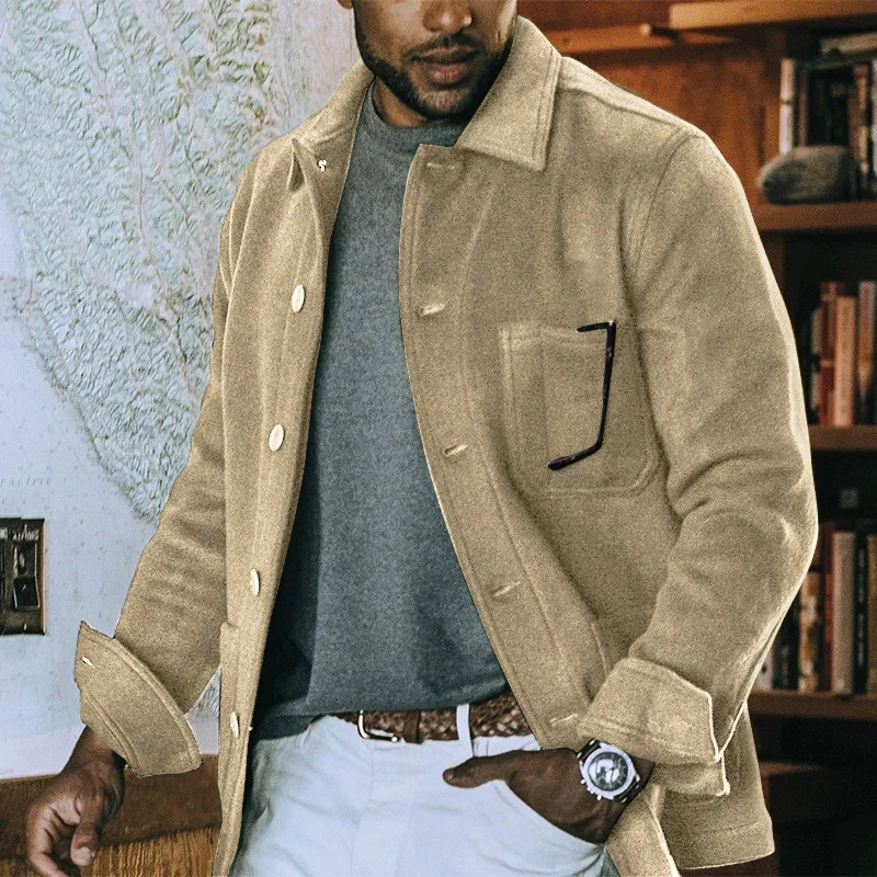 

2020 Autumn Winter Jacket Men Japanese Fashion New Casual Solid Color Turn-down Collar Polyester Men's Jacket