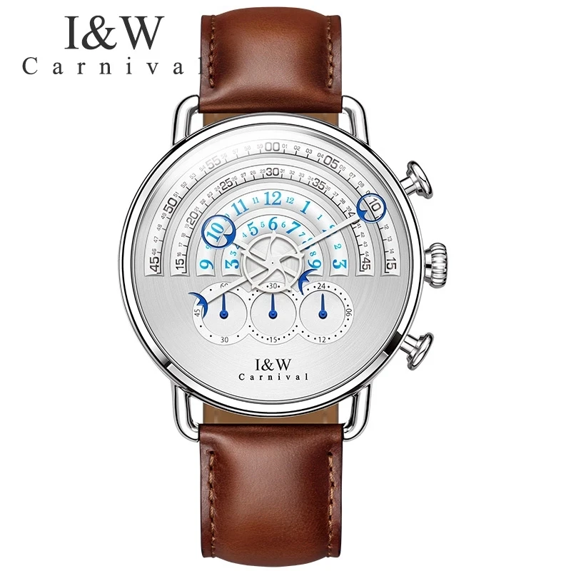 

CARNIVAL Fashion Watch for Men Brand Luxury Unique Chronograph Runway Dial Sports Quartz Wristwatch Waterproof 2023 Reloj Hombre