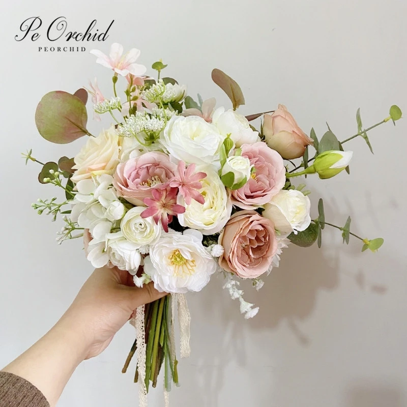 Buquê de noiva para casamento, rosa, orquídea artificial, flores de seda,  ramo de rosa, buquê de noiva, 2021|Buquês de casamento| - AliExpress