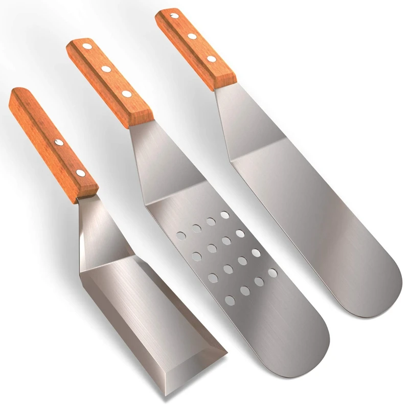 Инструмент Griddle металлическая лопата из нержавеющей стали с деревянной ручкой