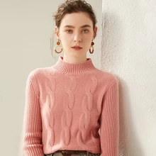 LITVRIYH fashion casual women sweater female pullover long sleeve half turtleneck sweater women cashmere sweater pullover female