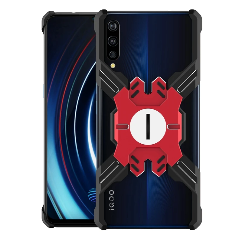 Металлический чехол с алюминиевой рамкой для Vivo IQOO, чехол, роскошный бронированный металлический противоударный механический чехол Hero для VIVO X23, чехол - Цвет: Black Red