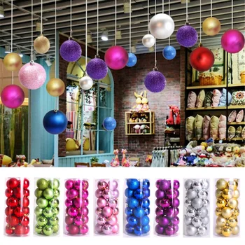 

24PCS 3cm Glitter Christmas Balls Multi Color Baubles Xmas Tree Ornament Hanging Home Party Christmas Home Decor