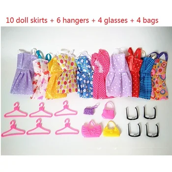 

10 dress+4 bag+4 Glass Doll Accessories Toys Diy Clothes Lols For 30cm Dolls Model Accesorios Para Celular