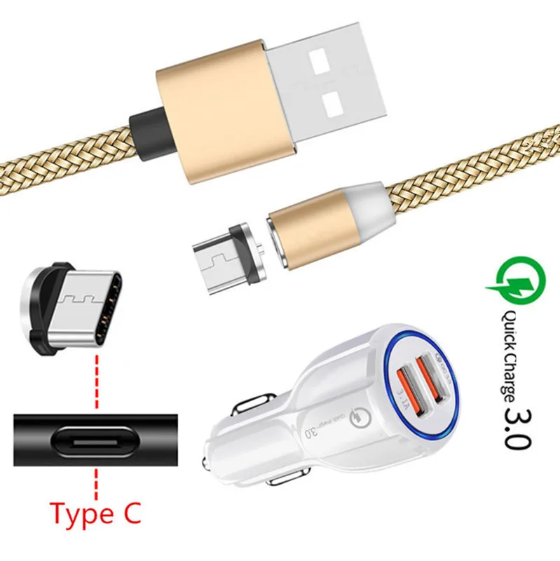 Магнитный кабель Type C для Samsung S8 S9 A70 Xiaomi Mi A3 CC9e Redmi K20 Huawei Mate 20 Pro P20 lite QC 3 0 USB быстрое