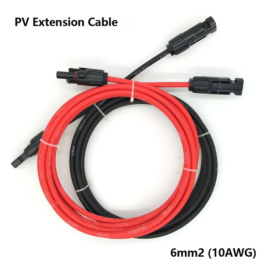 Удлинитель панели солнечной батареи 6 мм 2/10AWG 1/2/3/4/5 м черный/красный кабель