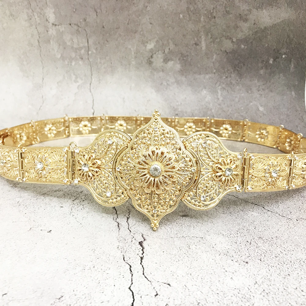 

Vingate Moroccan Wedding Jewelry Metal Belt Length Adjustable Square Clasp Body Chain Crystal Waist Chain Bridal Gift