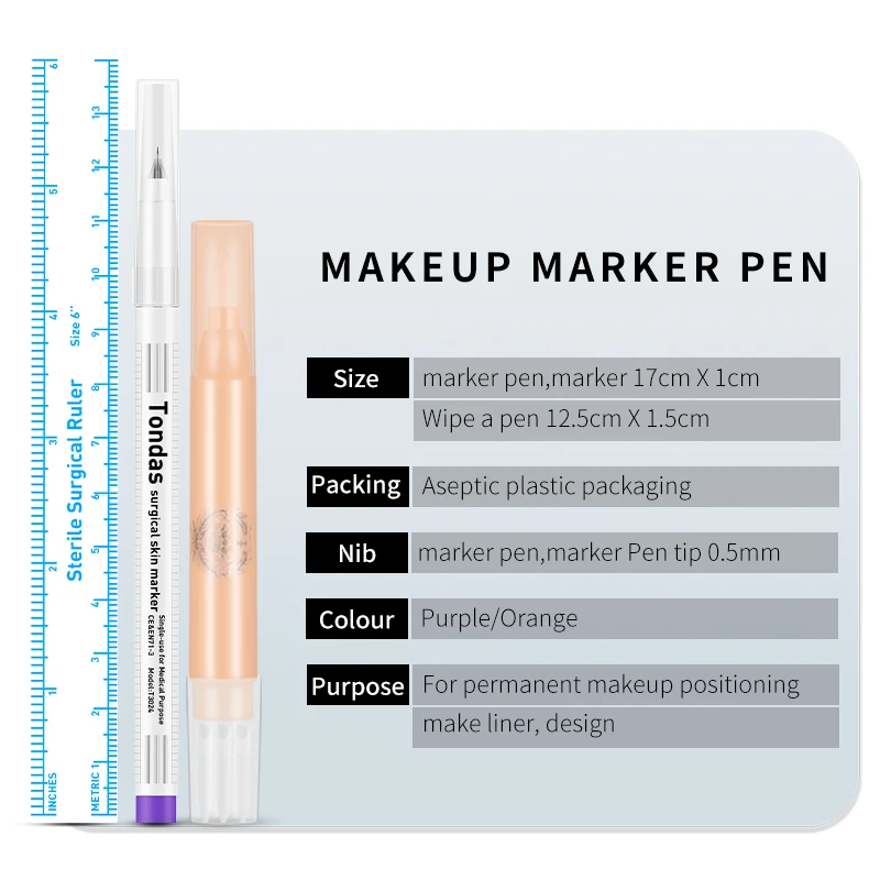 Для профессионального микроблейдинга кожный пирсинг хирургический маркер для бровей ручка с измерительная линейка+ волшебный ластик для удаления кисти инструменты для татуировок
