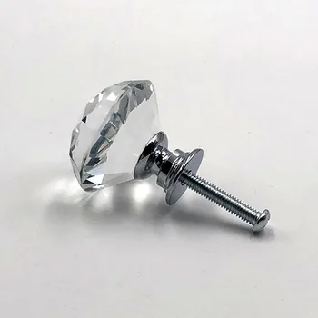 

30mm Diamond Clear Crystal Glass Door Pull Drawer Cabinet Furniture Accessory Handle Knob Screw Worldwide