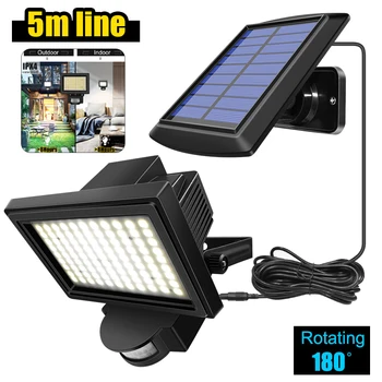 

99 LED Solar Power PIR Motion Sensor Flood Wall Light Waterproof Outdoor Indoor Garden Security Solar Lamp With 5m Line