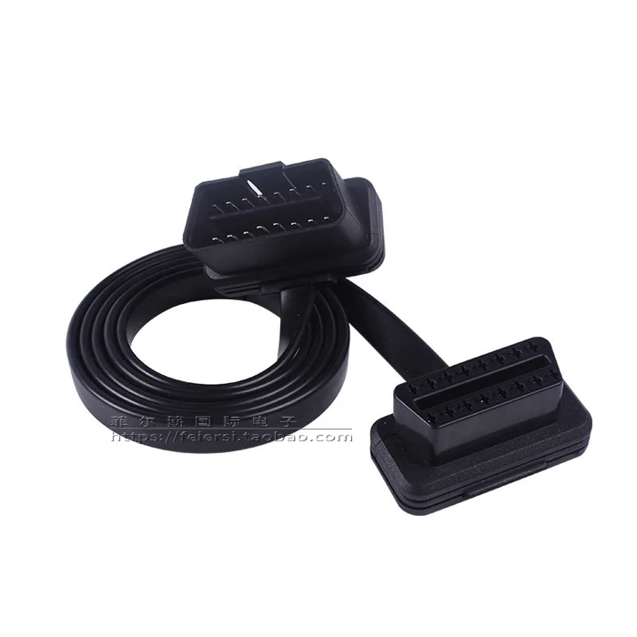 Удлинительный кабель OBD2 30/60/100 см штекер-гнездо GPS-трекер ELM327 плоский Кабель OBDII 16