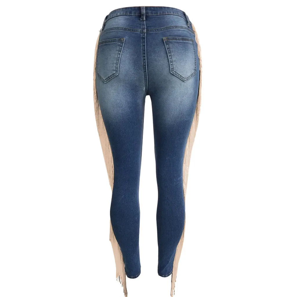 Сексуальные джинсы с высокой талией, дырками, кисточками, пуговицами, карманами на молнии, женские повседневные джинсовые штаны, уличная одежда, pantalones mujer размера плюс z0820