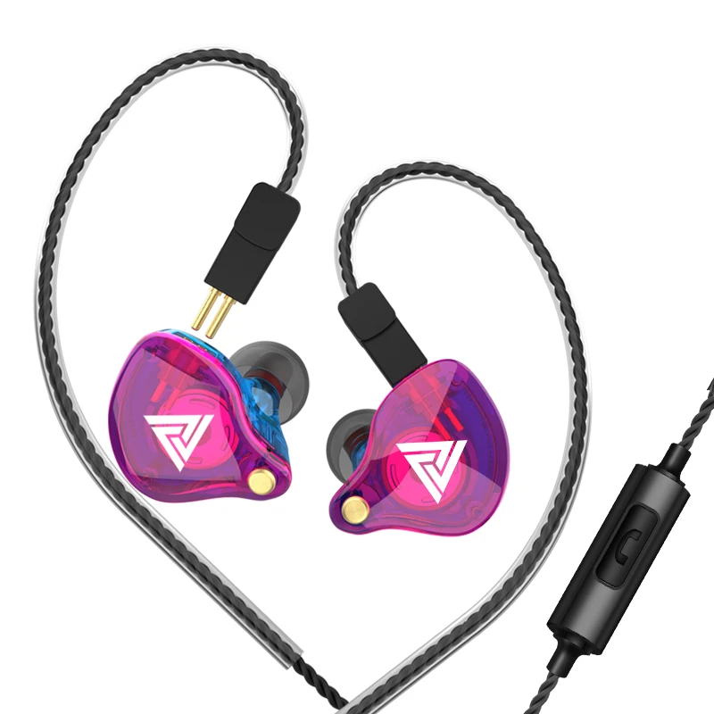 Original QKZ VK4 Colorful DD In Ear Earphone Headset HIFI Bass Noise Cancelling Earbuds With Mic Replaced Cable Headphone