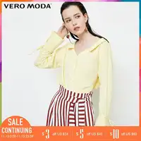 Vero Moda 2019 весна лето новые женские Turn-Down Воротник с расклешенными рукавами на шнуровке рубашка | 318205532