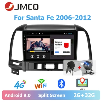 

JMCQ 9" Car Radio Android 9.0 player For Hyundai Santa fe 2006-2012 Multimedia Video Players Stereos DSP Split Screen with frame