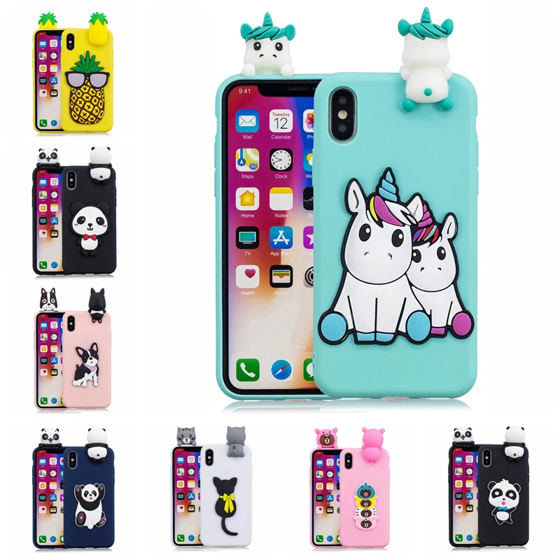 

Soft Silicone TPU Case For iPhone 6 7 8 Plus Cartoon 3D Unicorn Panda Cat Phone Case For iPhone 11 Pro Max X XR XS Max 5 5S SE