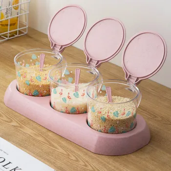 

Straw spice storage tank set transparent seasoning jar household storage box seasoning jar kitchen seasoning box LB51414