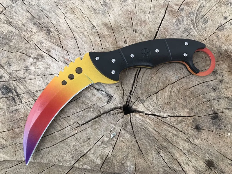 Three Colors Fade HS инструменты cs go karambit Походный нож выцветает счетчик удар черный мачете Стандартный тактический нож Лезвие Открытый инструмент - Цвет: Three Colors Fade
