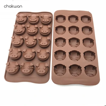 

15 Holes Funny Pig Shaped DIY Silicone Soap Candy Fondant Chocolate Kitchen Mould Silicone Chocolate Cookies Cake Brownmold R