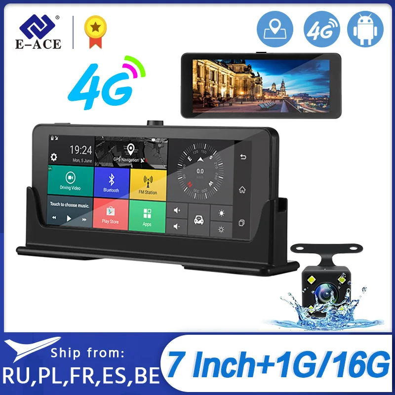 E-ACE E07 1080P HD 4G Автомобильная DVR камера ADAS видео рекордер Android 5,1 GPS навигация удаленный монитор грузовик видеорегистратор двойная камера s E-ACE E07 1080P HD 4G Автомобильная DVR камера ADAS видео рекордер Android 5,1 GPS навигация удаленный монитор грузовик видеорегистратор двойная камера s