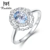 Kuololit 100% Natural Aquamarine Gemstone Ring for Women Solid 925 Sterling Silver Wedding Engagement Bride Gift Fine Jewelry ► Photo 1/6