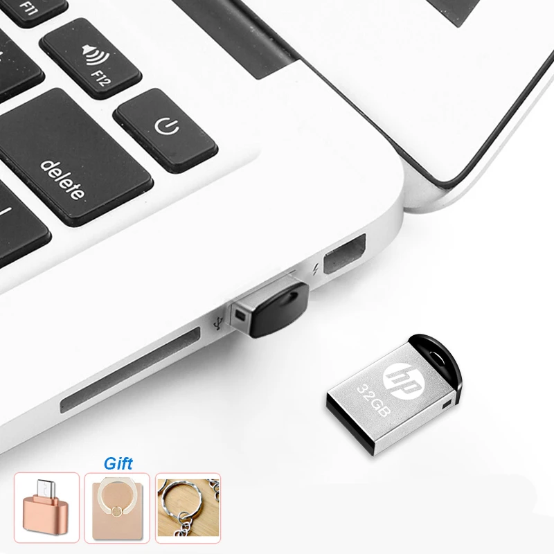 jump drive Original HP V222W Mini Metal USB Flash Drive  Waterproof Pendrive 32GB 16GB 64GB High Speed Memory stick with Key chian for Car mobile pen drive