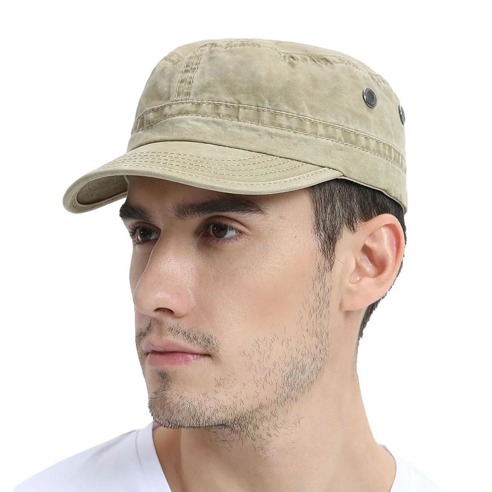 VOBOOM Military Hats Men Women Stylish Summer Autumn Washed Cotton Army Cap Flat Top Hat with Air Hole 162 - Image 5
