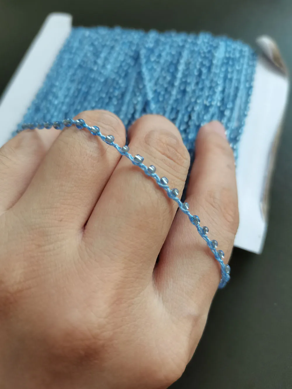 2mm*5yards blue acrylic beaded trimming for clothing wedding dresses DIY sewing accessories trim for tailor