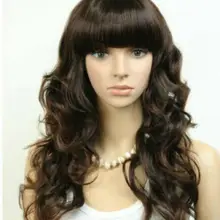 Лидер продаж, модный длинный коричневый кудрявый аккуратный челка, Женский парик для волос