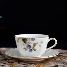 2021 New Royal Ceramics European Gold Line Purple Countryside Nordic Gold Tea Mug Fine Bone China Tea Cups and Saucers