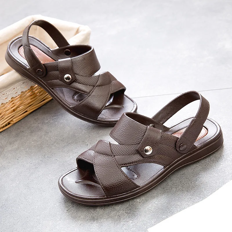 

2019 New Style Summer MEN'S Sandals Fashion Outer Wear Peep-Toe Anti-slip Dual Purpose Slipper MEN'S SHOES