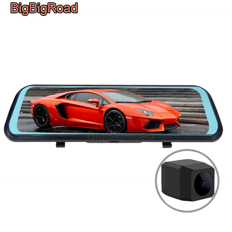 

BigBigRoad Car DVR Dash Camera IPS Stream RearView Mirror For Volkswagen Transporter T6 T-Cross Scirocco Phaeton Taigun Atlas