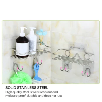 

Bathroom Accessories Punch Free Corner Bathroom Shelf Bathroom Fixtures Wrought Iron Storage Rack Kitchen Wall Shelf