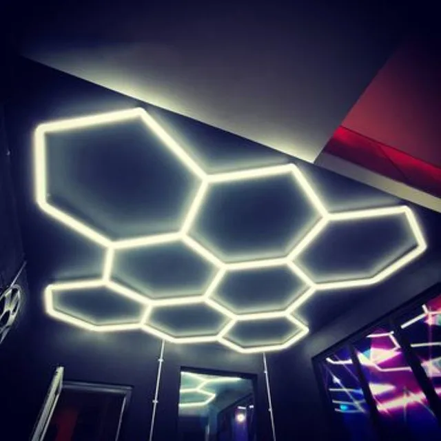 3*3.66M In Stock Free Shipping Honeycomb Lamp Hexagon Wall Ceiling Led Light For Garage Salon Car Beauty Wash Shop