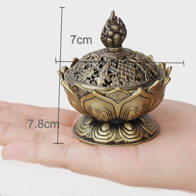 Small antique bronze YuryFvna ароматическая горелка ручной работы курильница китайский Будда сплав цветок лотоса ладан держатель для буддийского украшения дома и офиса - Цвет: Small antique bronze