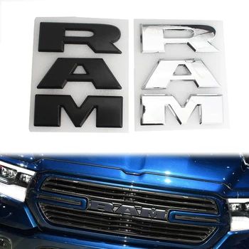

3D Silver/ Black RAM Letters Car Front Grille Grill Badge Emblem Nameplate for 2019 2020 RAM 1500