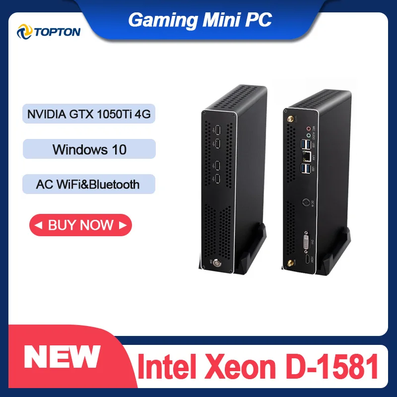 Topton мини-ПК Intel Xeon D-1581 16 ядер с графикой NVIDIA GTX 1050Ti Windows 10 Linux игровой настольный