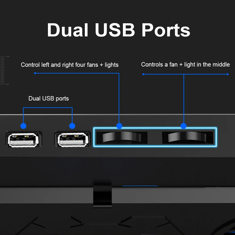 Охлаждающая подставка для ноутбука 11 18 Дюймов 5 вентиляторов 2 USB порта 1400 + 10%